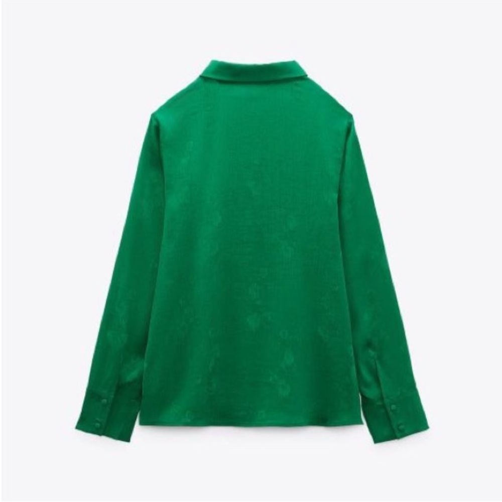 NWT ZARA Floral Jacquard Top Green Size S | 1971/060/500 - Picture 5 of 12